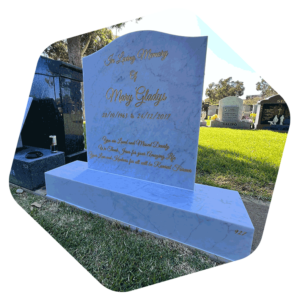 GM-Gladys-HEADSTONE Carrara Marble Headstone in cemetery