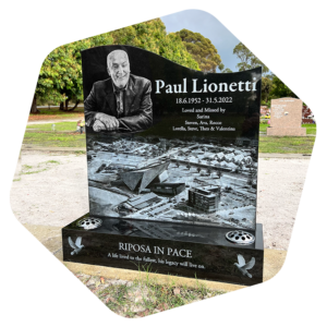 GM LIONETTI HEADSTONE ALBANY Granite Headstone erected in Albany cemetery, Western Australia