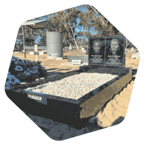 GM-Farmer-FULL-MONUMENT Full pebble monument with laser headstone book style design